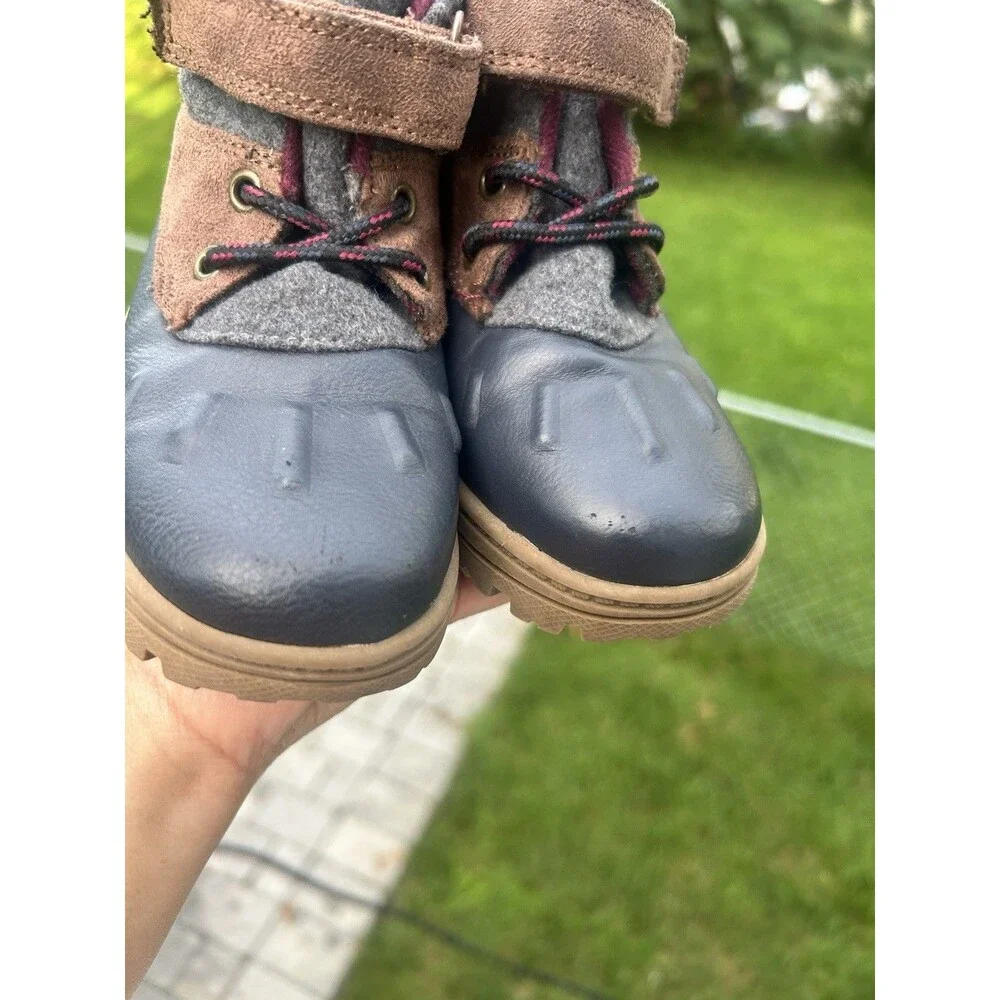 Carter's Kids US 10M EU 27 Gray Brown Blue Ankle Boots Hook & Loop